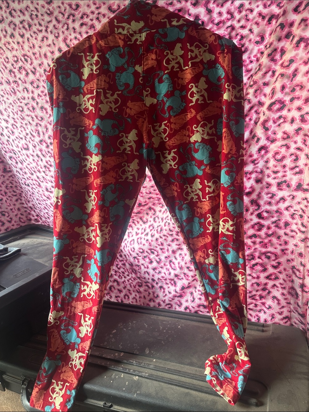 TC Red Lounge Pants with Teal and Cream Motifs